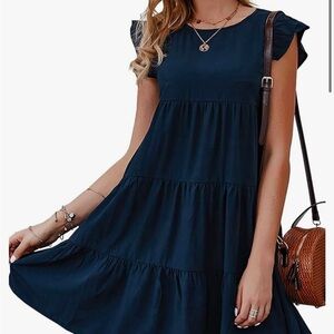 Elegant Navy Blue Tiered Dress